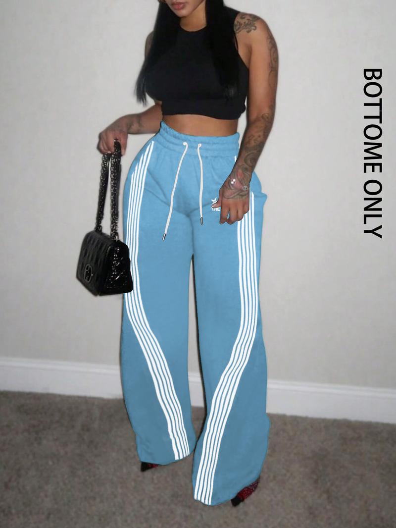 Women's Colorblock Striped Print Drawstring Waist Sweatpants, Comfy, Casual Pocket Pants for Daily Wear, Ladies Bottoms for All Seasons, Casual Fashion Pants