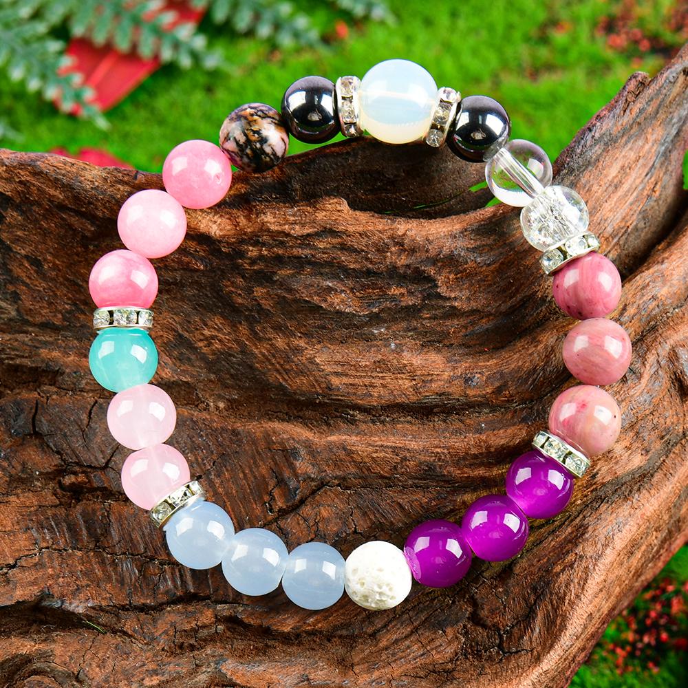 Handmade Crystal Bracelet - Rose Quartz, Tiger's Eye Stone And Mixed Gemstones, Boho Chic Cute Elastic Jewelry, April Birthday Stone, Perfect For Everyday Wear And Gift Giving, Empath Protection, Infused With Prosperous Energy