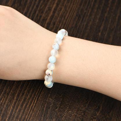 1pc Healing Quartz And Sea Sediment Bead Bracelet, Clarity & Abundance glass  beads pulsera  amatista protection bracelet encouragement gift fashion artificial Colorblock Beaded Crystal Bracelet