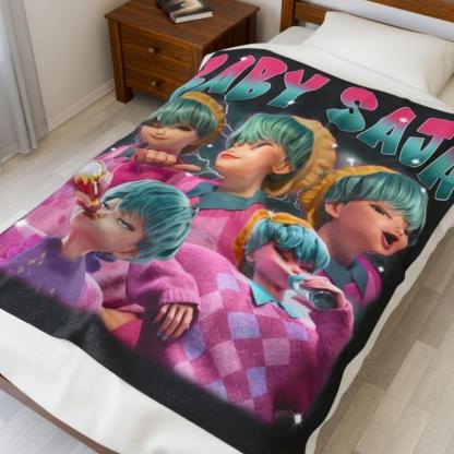 K-Pop Demon Hunters Saja Boys Baby Velveteen Plush Blanket - Soft And Cozy Throw For K-Pop Fans, Gift For Anime Fans, Teen Decor, Korean Pop,Zoey Rumi Mira, Gift For Men & Women & Kids, K-Pop Demon Hunters Blankets