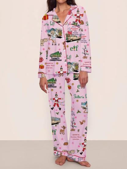 【Christmas Pajamas】Women's Christmas Pajama Set, Elegant Long Sleeve Top & Pants, Comfortable Home Wear, Fall Winter, Cute Holiday Gift Idea，christmas movie,Pajama Day,Pajama Party,christmas Vacation,EIF,Clark Christmas, Loungewear