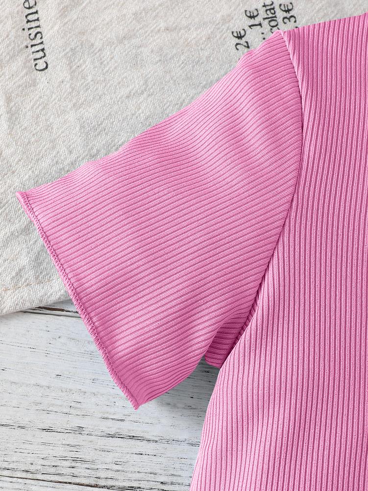 Toddler Girls Outfit Purple Graphic Print Short Sleeve T-Shirt & Shorts Set for Spring Summer Fall Casual Wear