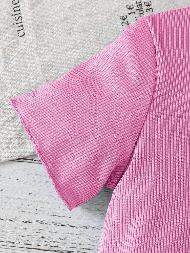 Toddler Girls Outfit Purple Graphic Print Short Sleeve T-Shirt & Shorts Set for Spring Summer Fall Casual Wear