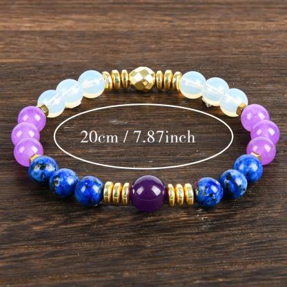 1pc Amethyst And Opal Crystal Elastic Bracelet, Stylish Bohemian Gem Accessories For Career Wealth, For Luck And Prosperity, , Brings Serenity & Luck