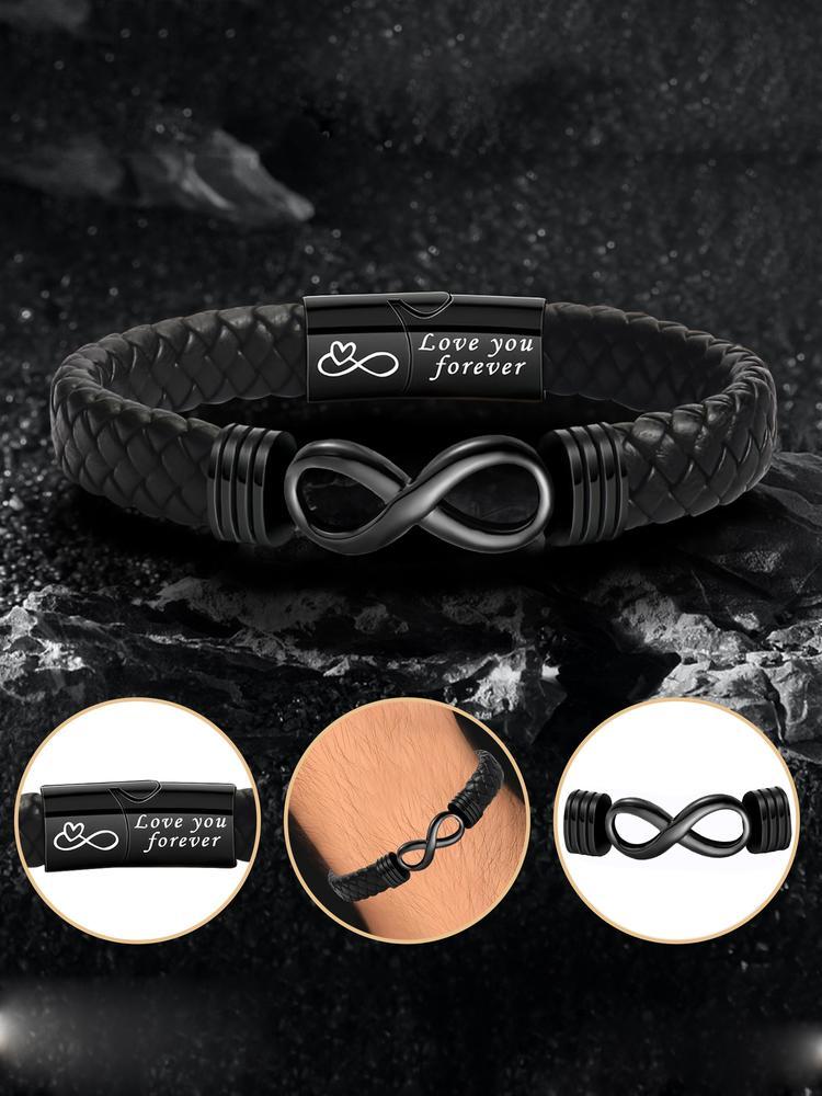 Christmas & Birthday Gift for Son, Meaningful Leather Bracelet for Son from Mom, Stocking Stuff for Son, Casual All-Season Wear, Durable & Stylish Accessory