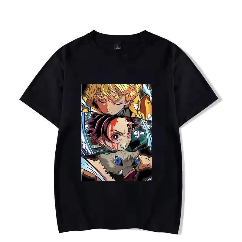 Hot Anime Demon Slayer Series Printed T-shirt Women Men Harajuku Casual Oversize Fashion O-Neck Short Sleeve Unisex Top Tshirt Womenswear Streetwear Summer Crewneck