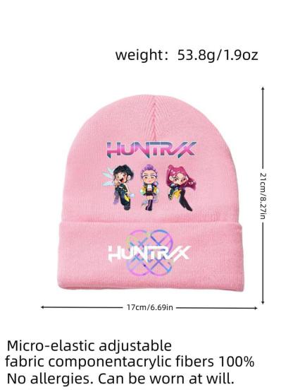 2025 new K-pop "Demon Hunters" girl group print knitted hat, velvet hat, warm hat, suitable for teenagers and adults. The same style as the K-pop "Demon Hunters" product.
