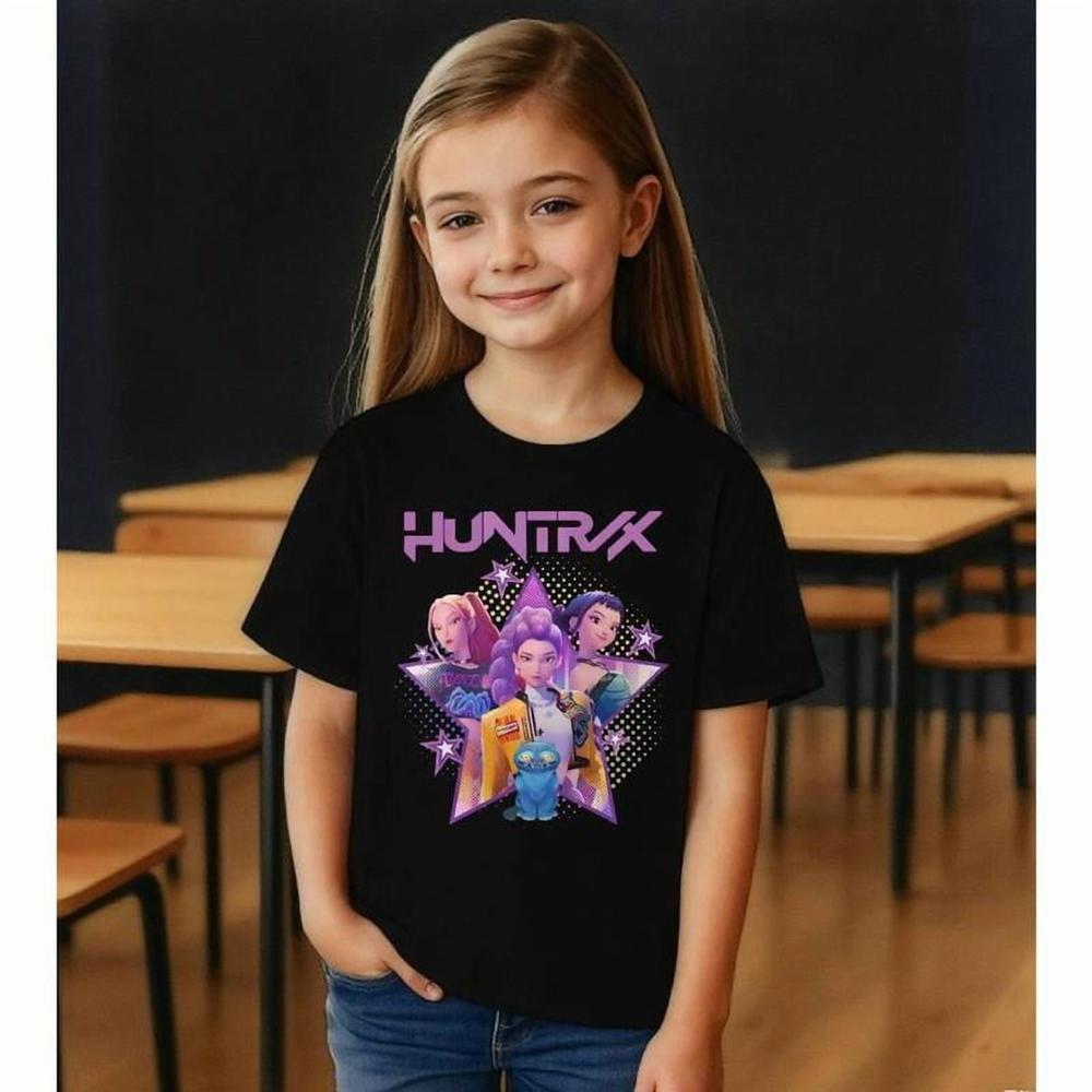 KIDS Hunt-rix K-Pop Demon Hunters Sa-ja Boy Shirt T-Shirts Short Sleeve for Girls Boys,Unisex Kids Graphic Tshirt Tees Tops,Y2K Shirts Kpop Fan Merch Gift,Casual Soft Breathable Lightweight Tee Shirt