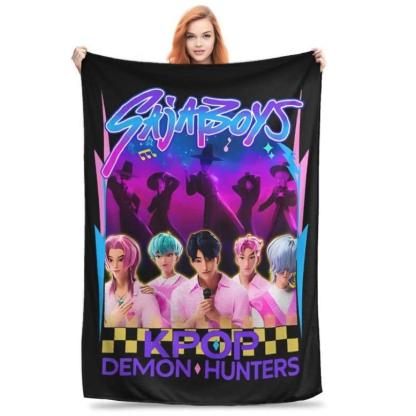 Saja Boys Kpop Demon Hunters Blanket Flannel Summer Multifunction Warm Throw Blanket For Bed Couch Bedspreads, Christmas Blanket, Christmas Gift, Thanksgiving Blanket, Gift For Men & Women, Gift For Kids