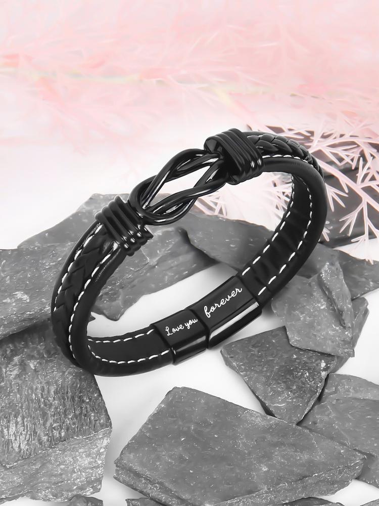 Leather Bracelet for Nephew, Braid Design, Artificial Leather Chain, Casual Style, All-Season Wear, Perfect Christmas & Birthday Gift, Handmade Jewelry