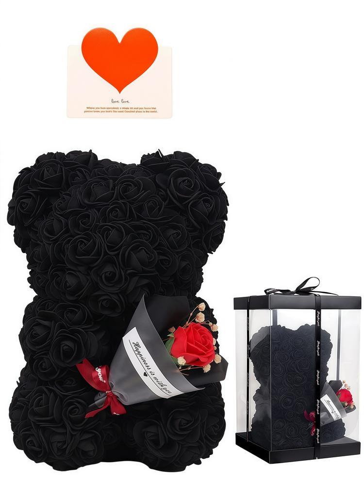 Handmade everlasting flower rose teddy bear themed gift box, ideal for dates for both men and women, must-have gift for Valentine's Day, anniversary gift or birthday gift, Halloween, Christmas bestseller