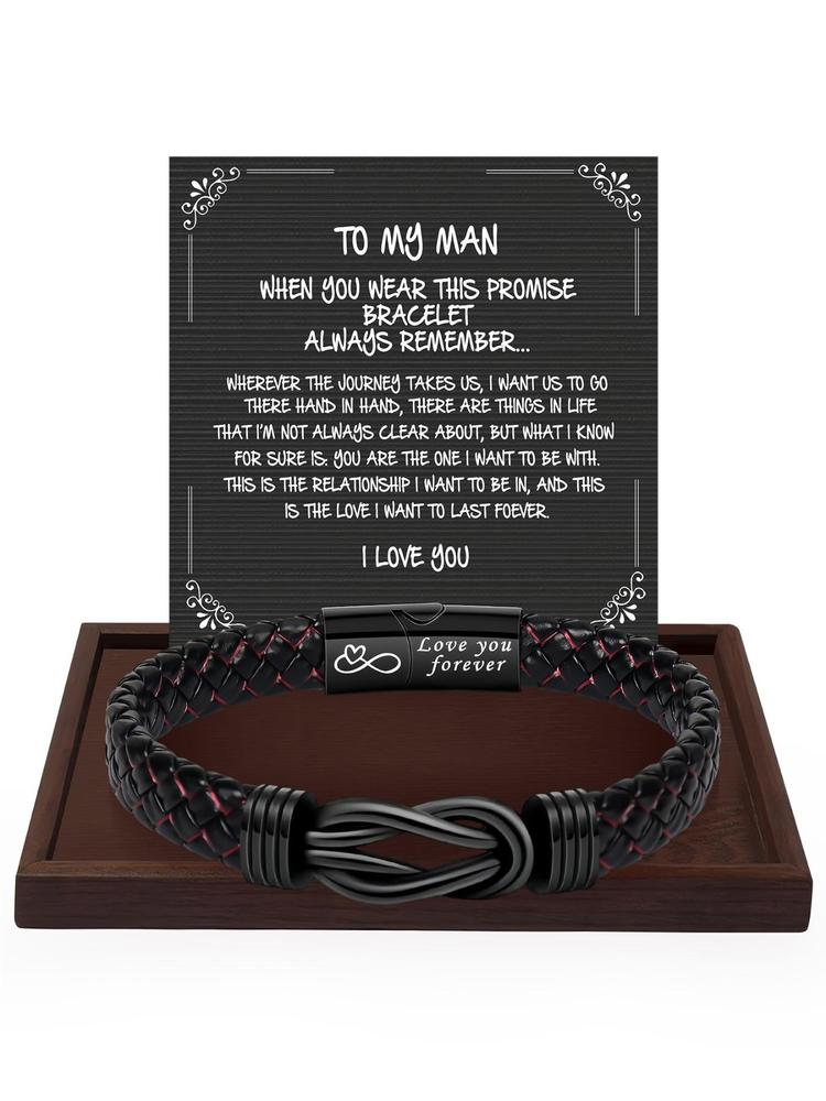 1PC Unique Christmas Gift for Man, Ideal Birthday Gifts for Man Leather Bracelets, Knotted Bracelets Jewelry for Man with Gift Card, Perfect Bracelet for Daily Wear Gift for Man