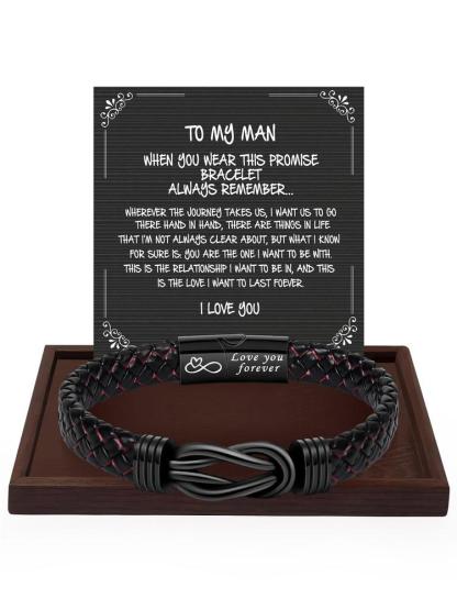1PC Unique Christmas Gift for Man, Ideal Birthday Gifts for Man Leather Bracelets, Knotted Bracelets Jewelry for Man with Gift Card, Perfect Bracelet for Daily Wear Gift for Man