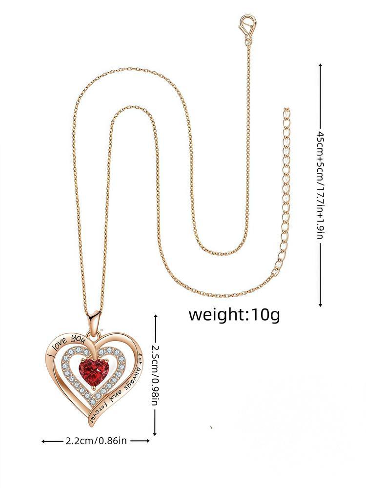 Rose Bear & Heart Shaped Pendant Necklace Gift Box, Fashion Jewelry for Party, Daily Decor, Trendy All-match & Exquisite Jewelry for Birthday Gift