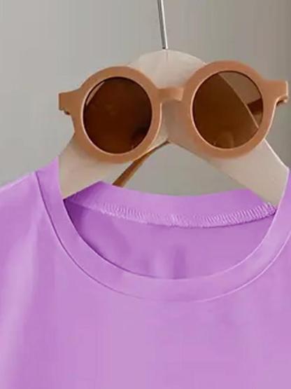 Girls Summer Fashion Creative Letter Pattern Printed Short Sleeve T-Shirt, Perfect for Outdoor Activities and Casual Comfort