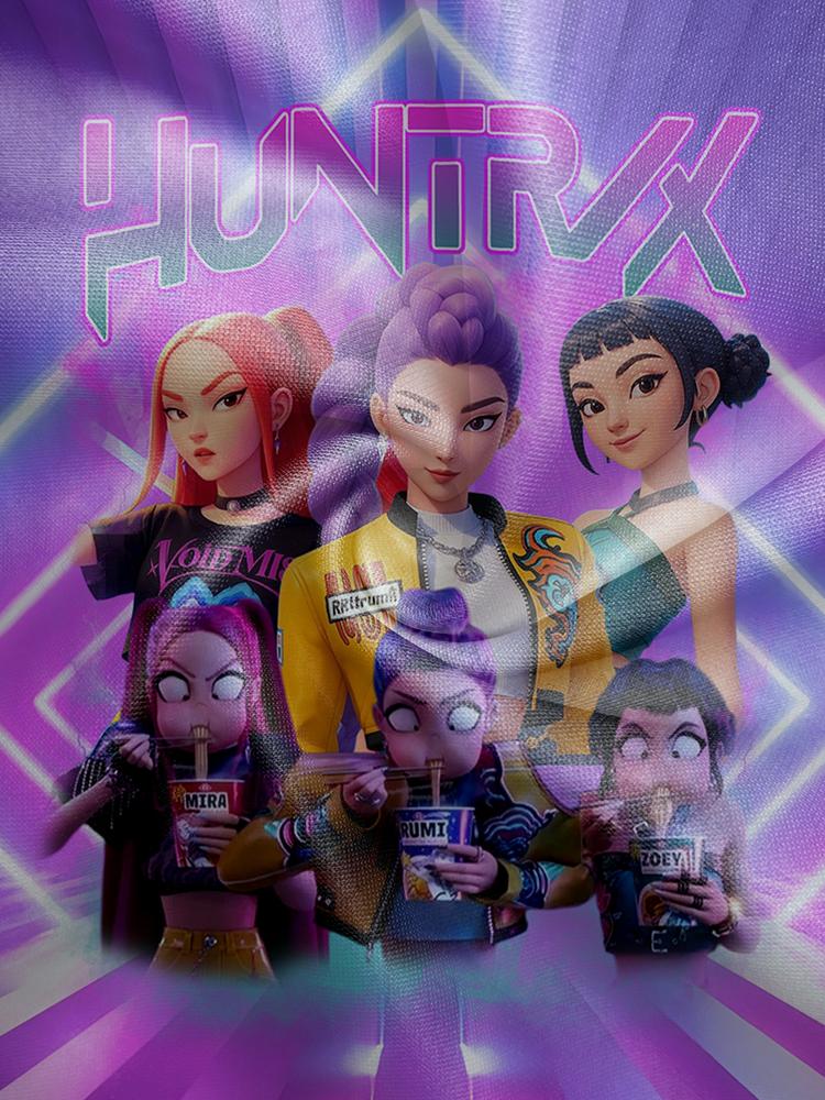 Girls Kpop Demon Hunters Series Light Aesthetic Hoodie, Casual Fall Winter Sportswear, Durable Random Print Design, Christmas Gift