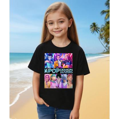 KIDS Hunt-rix K-Pop Demon Hunters Sa-ja Boy Shirt T-Shirts Short Sleeve for Girls Boys,Unisex Kids Graphic Tshirt Tees Tops,Y2K Shirts Kpop Fan Merch Gift,Casual Soft Breathable Lightweight Tee Shirt