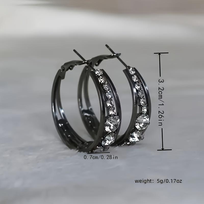 Delicate Round Earrings - Large, Dazzling, Elegant Jewelry Accessory For Everyday, Party Occasions, Alloy Material, No Plating, Perfect Gift Modern Glamour Clean