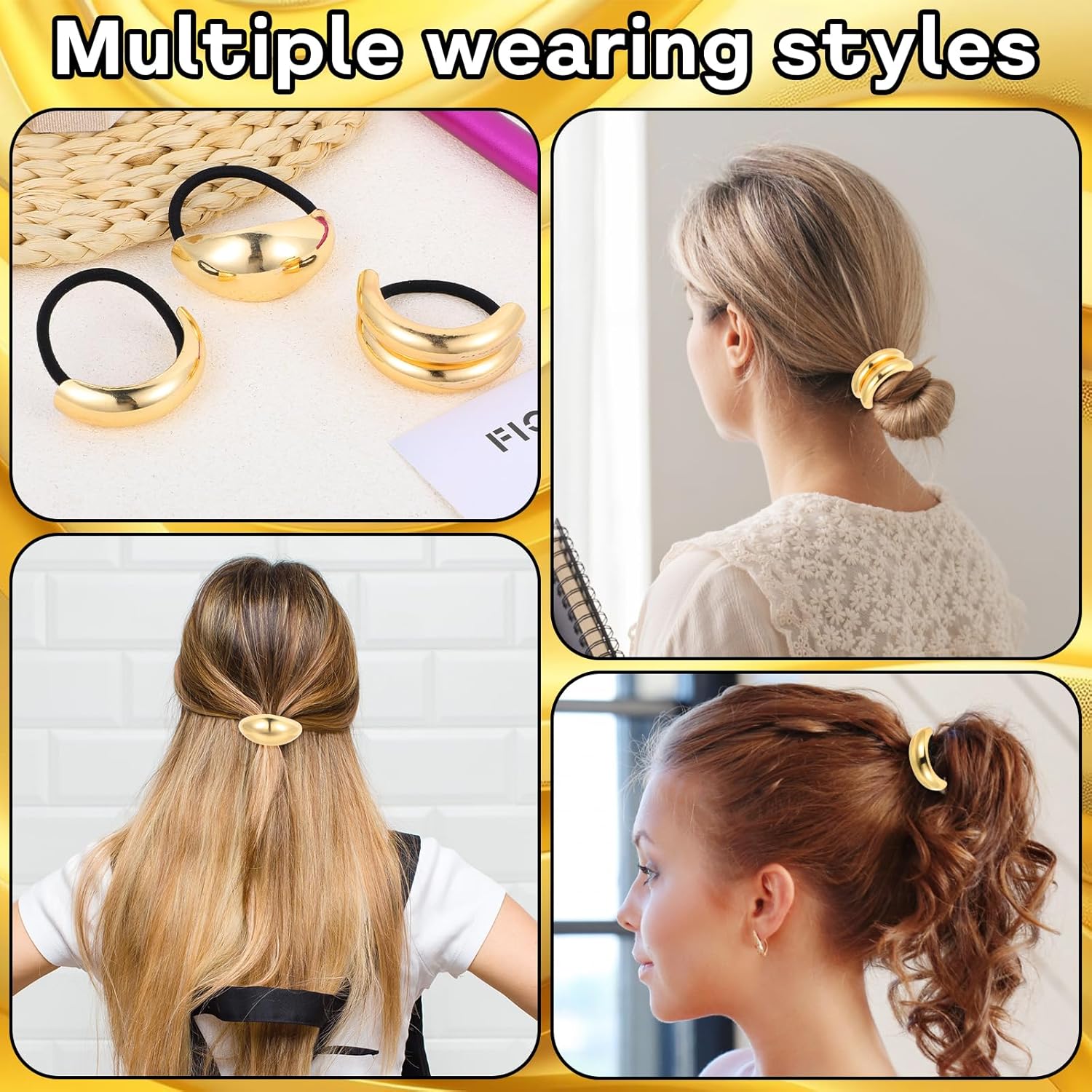 GIFTS FOR LOVED ONES🔥Glossy Gold Hair Cuffs Metal Hair Tie