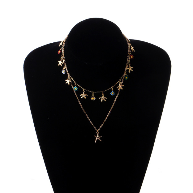 Beachy Blossom Starfish Layered Necklace