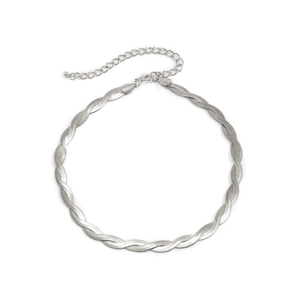 Twisted Silver Herringbone Choker