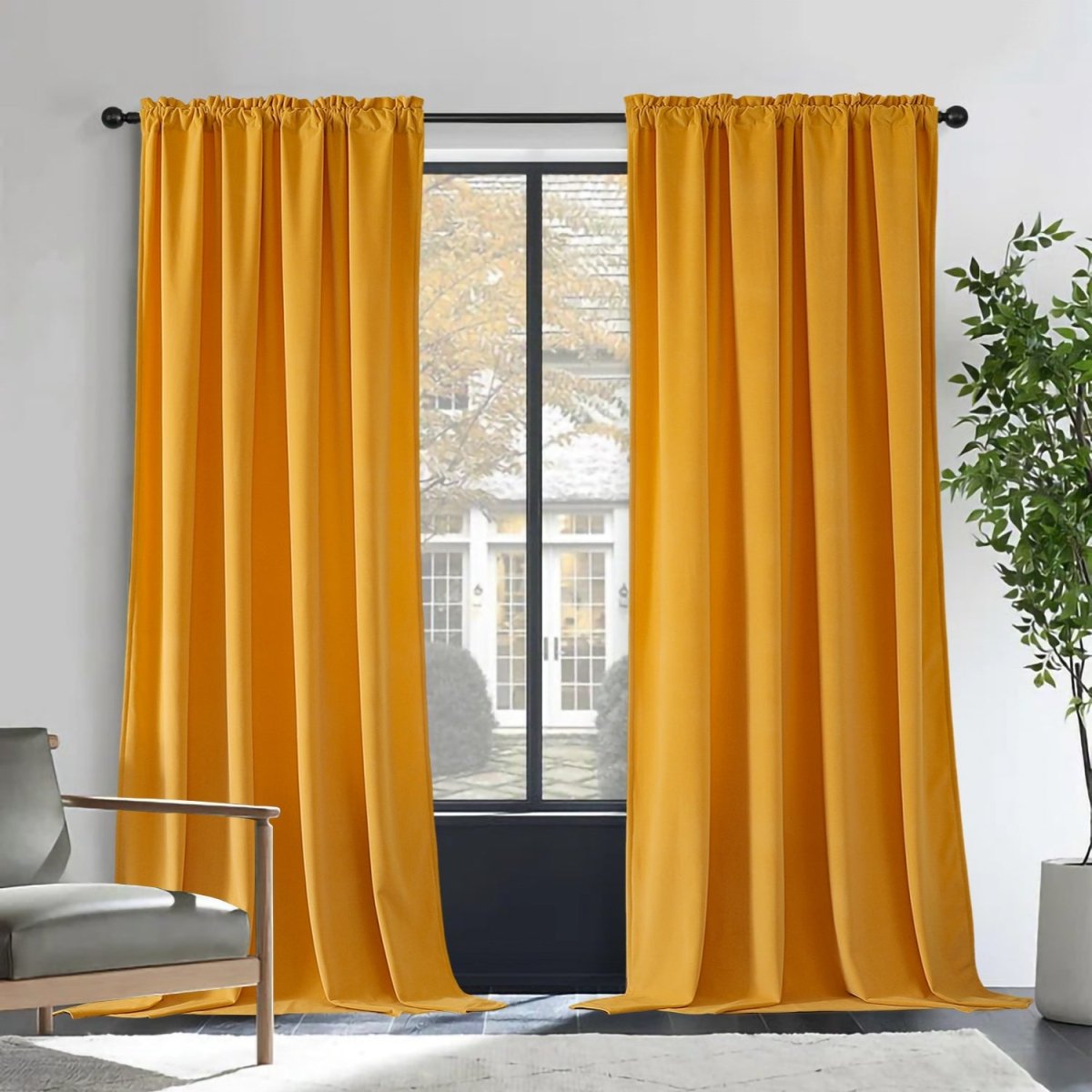 Joydeco Luxury Velvet Blackout Curtains - Thermal Insulated & Rod Pocket