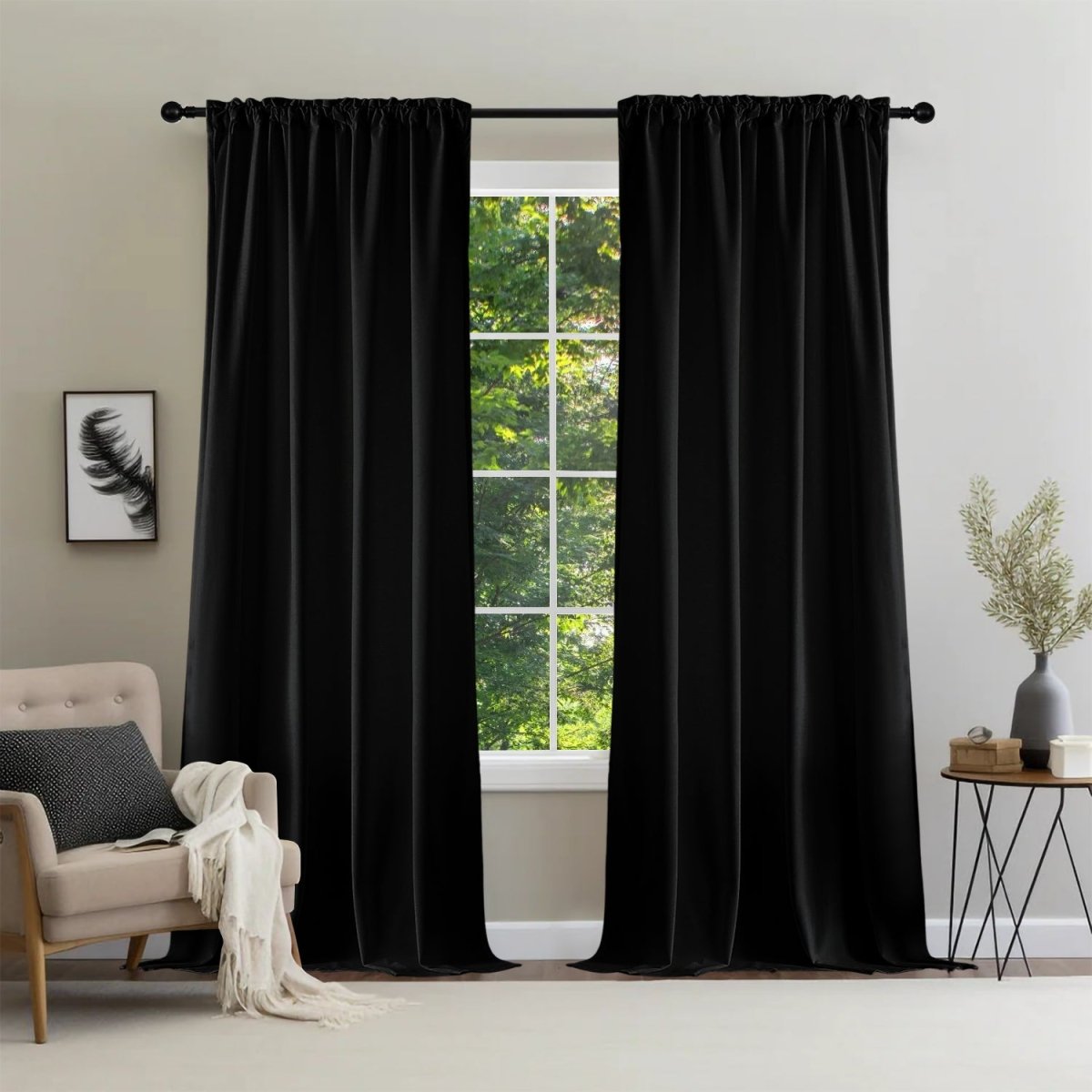 Joydeco Luxury Velvet Blackout Curtains - Thermal Insulated & Rod Pocket