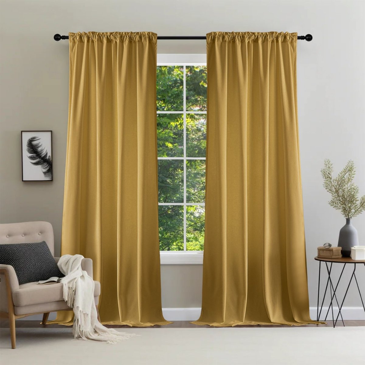 Joydeco Luxury Velvet Blackout Curtains - Thermal Insulated & Rod Pocket