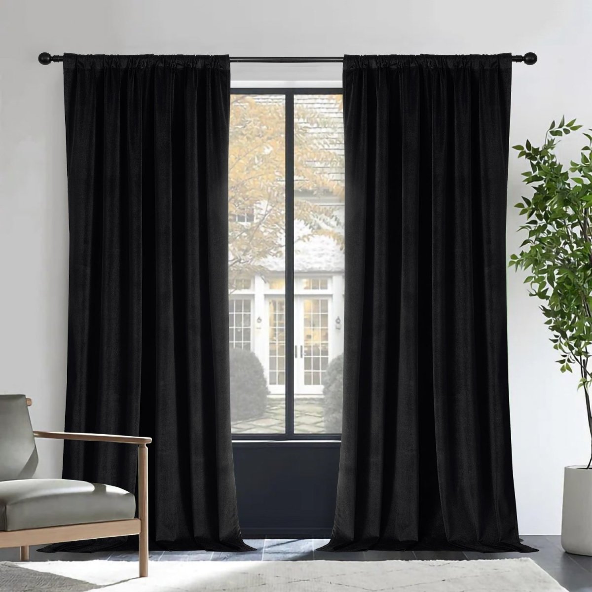 Joydeco 100% Blackout Velvet Curtains - 2 Panels , Thermal Insulated, Privacy
