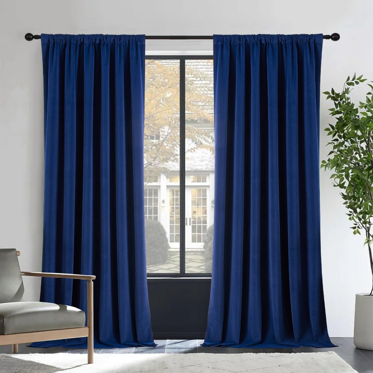 Joydeco 100% Blackout Velvet Curtains - 2 Panels , Thermal Insulated, Privacy