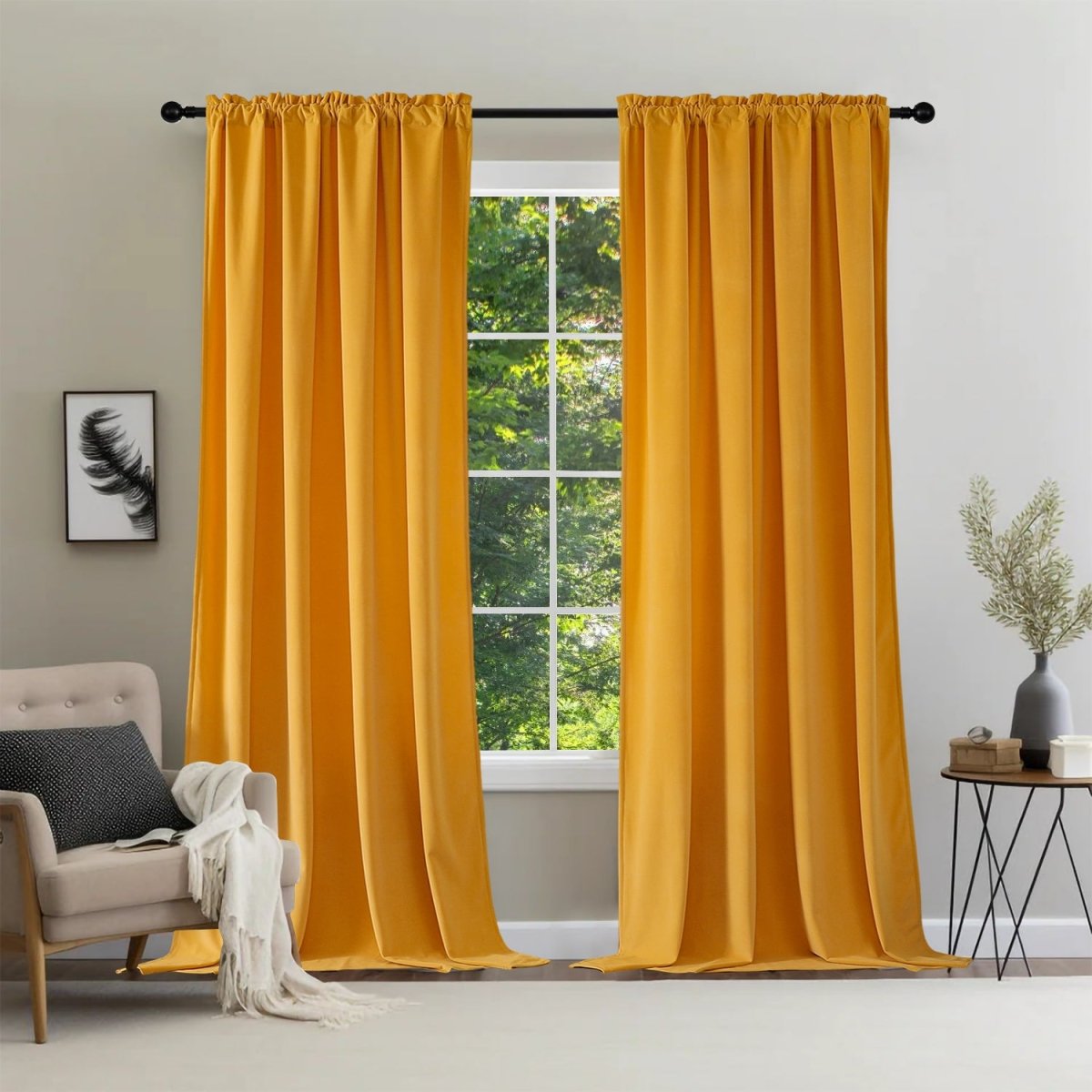 Joydeco Luxury Velvet Blackout Curtains - Thermal Insulated & Rod Pocket
