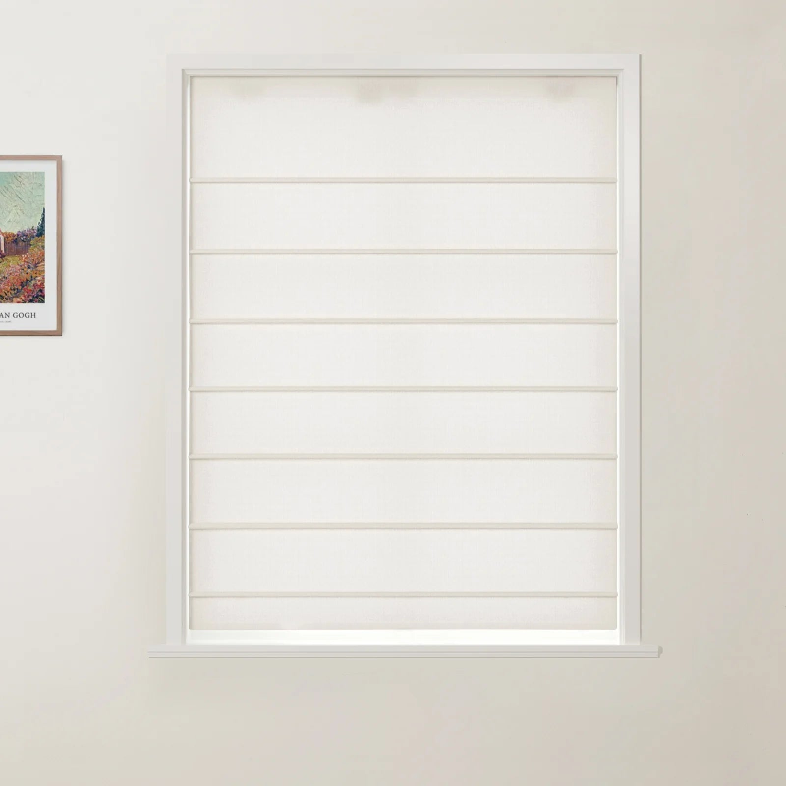 Ron Linen Cotton Herringbone Front Slat Roman Shade Cordless