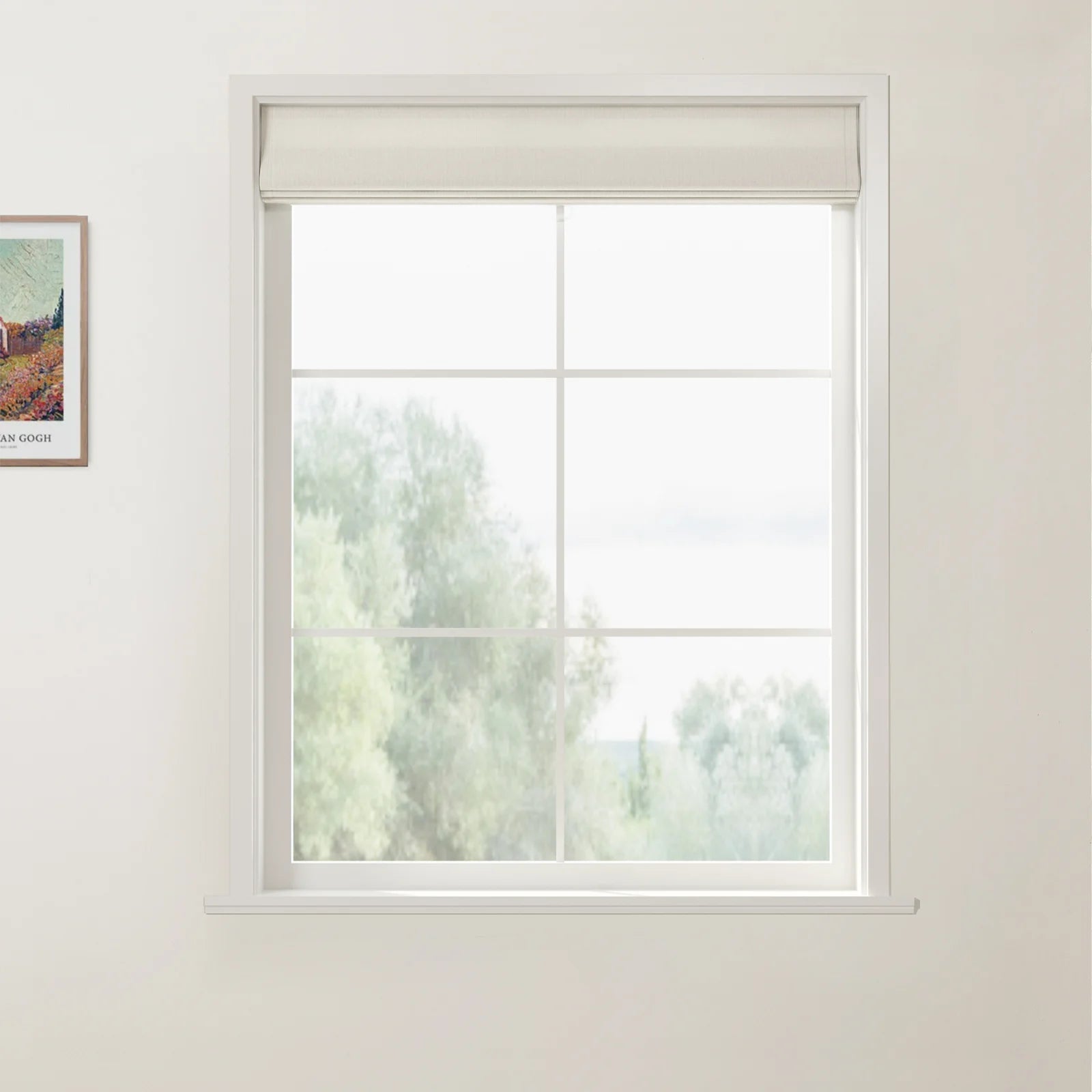 Ron Linen Cotton Herringbone Front Slat Roman Shade Cordless