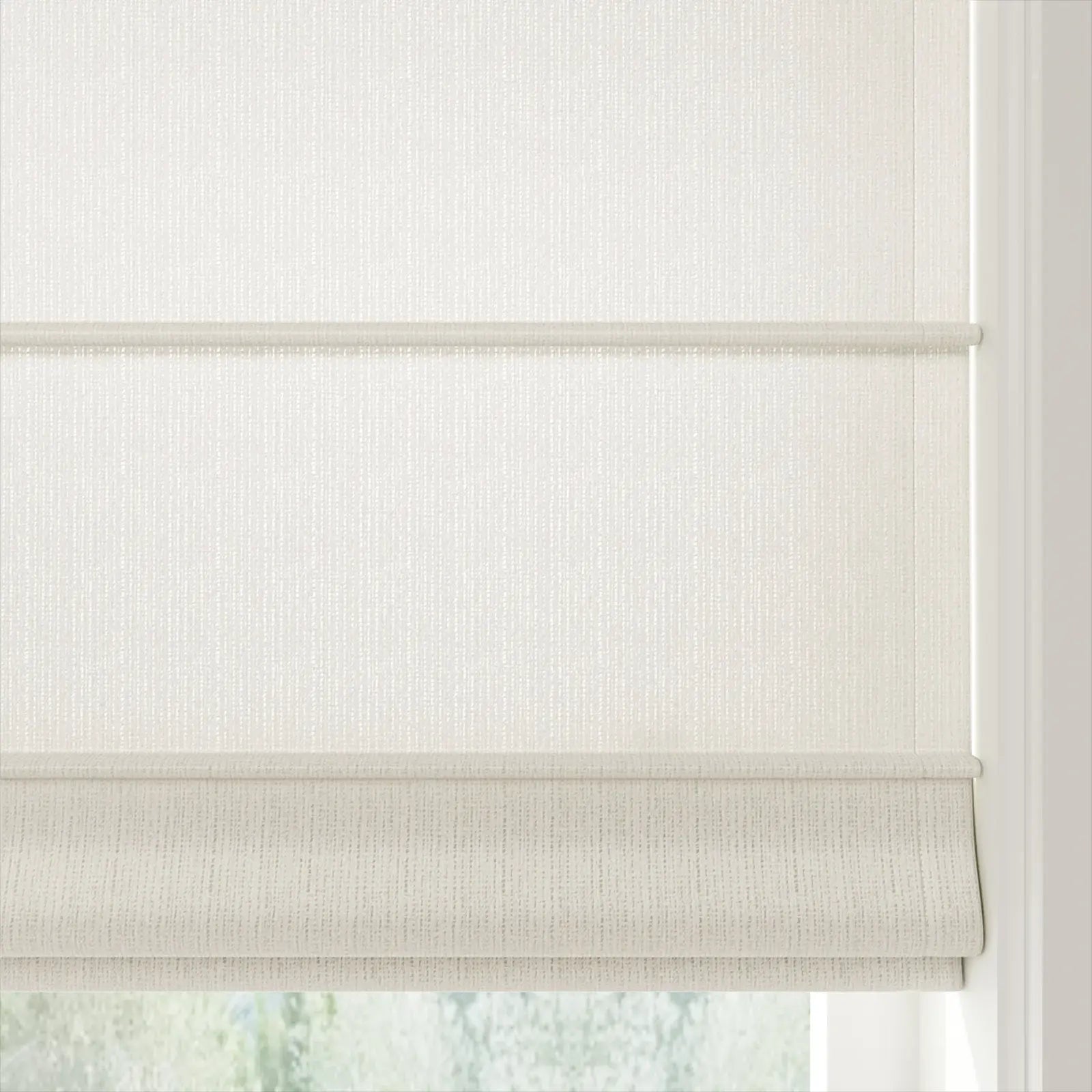 Ron Linen Cotton Herringbone Front Slat Roman Shade Cordless
