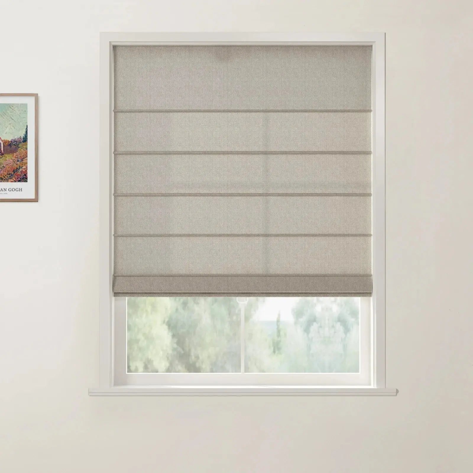 Custom Front Slat Roman Shade Cordless -TWOPAGES