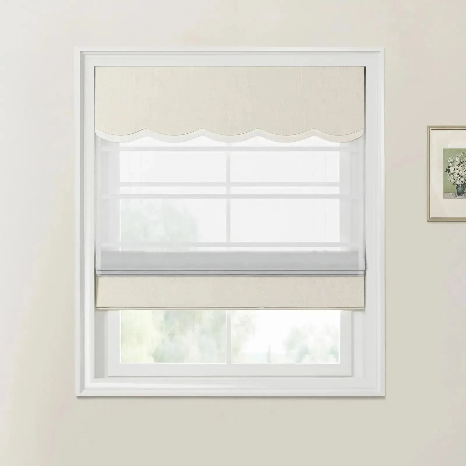 Ian Linen Valanced Day Night Roman Shade Cord Lift -TWOPAGES