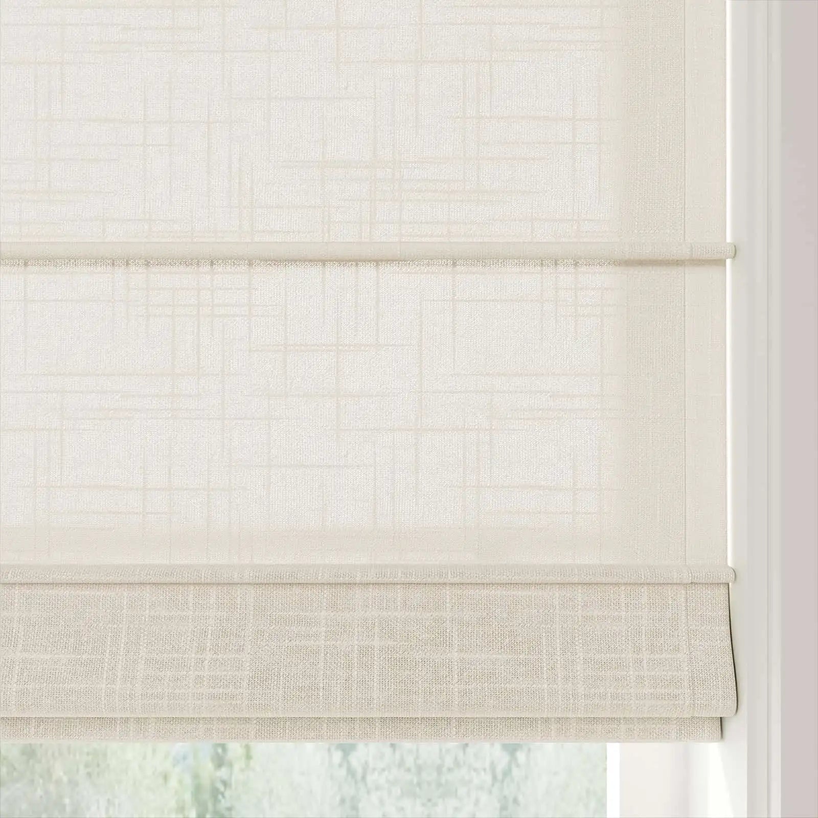 Ian Linen Front Slat Roman Shade Cordless