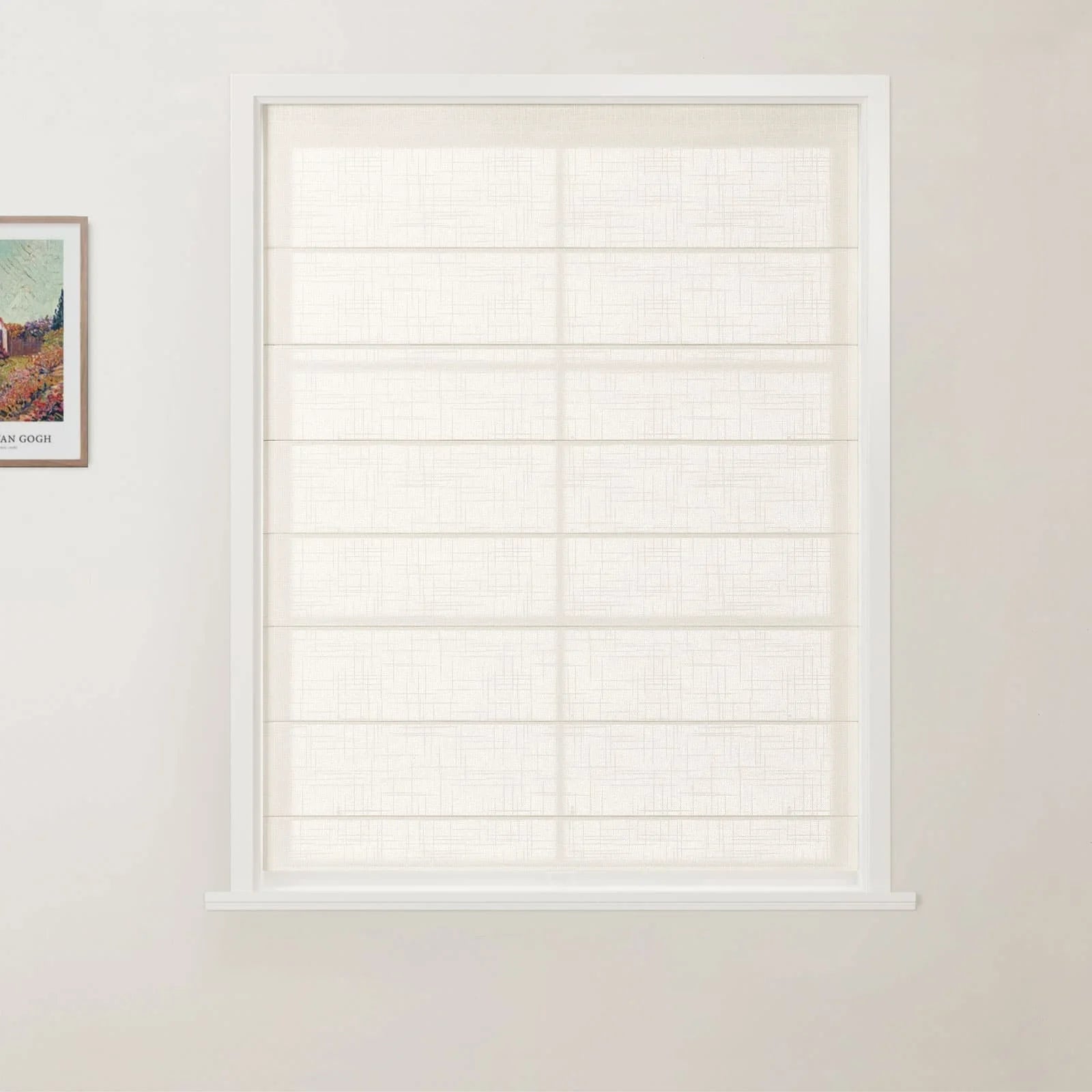 Ian Linen Back Slat Roman Shades Cordless