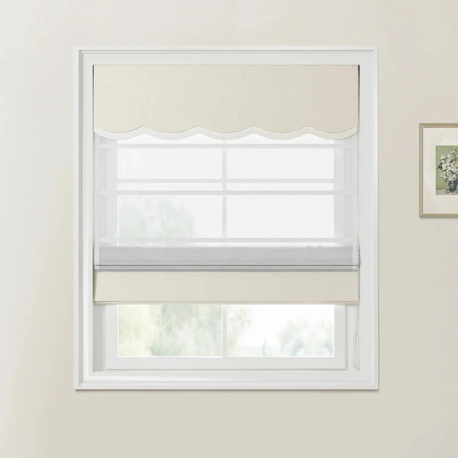 Custom Valanced Day Night Roman Shade Cord Lift -TWOPAGES