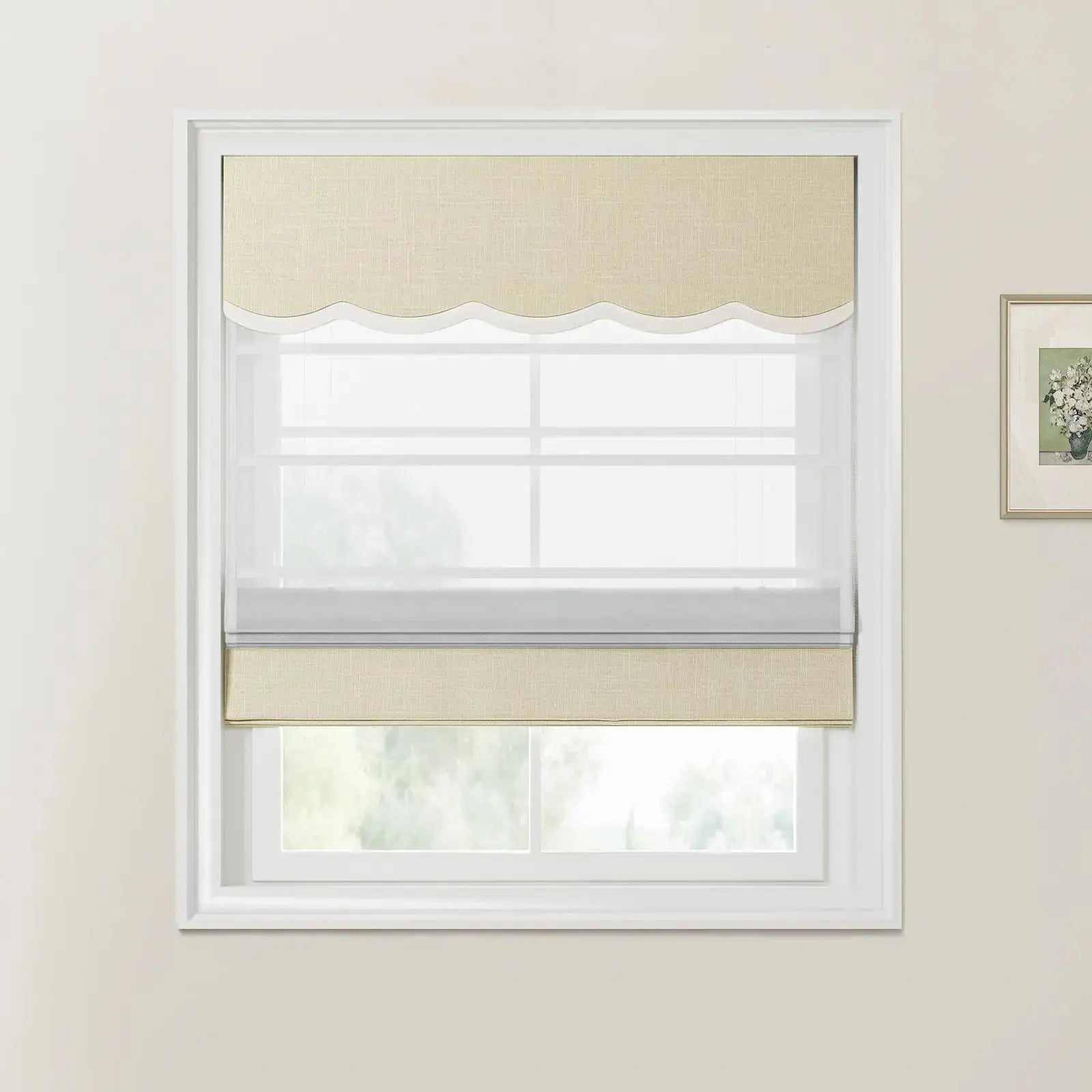 Ian Linen Valanced Day Night Roman Shade Cord Lift -TWOPAGES