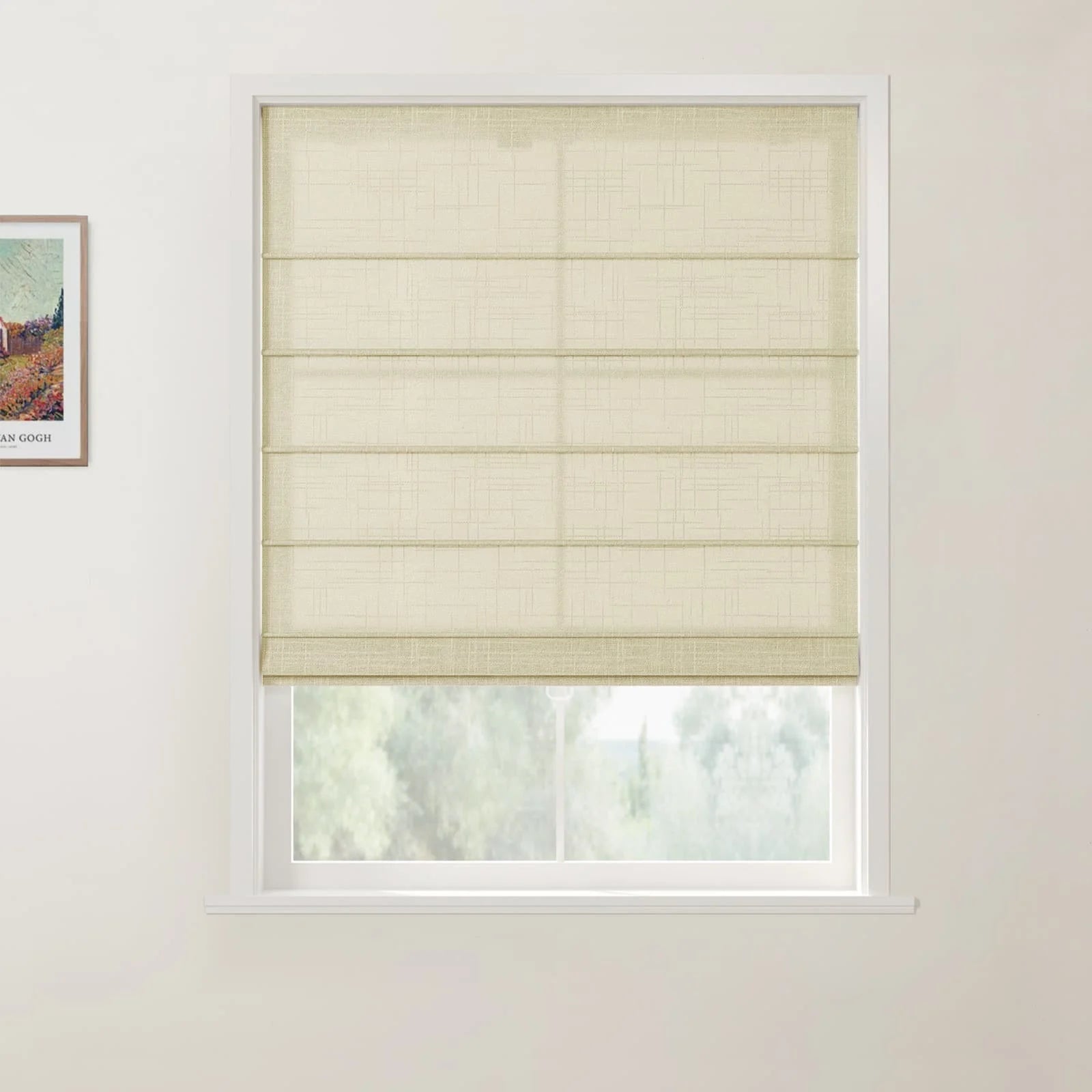 Ian Linen Front Slat Roman Shade Cordless