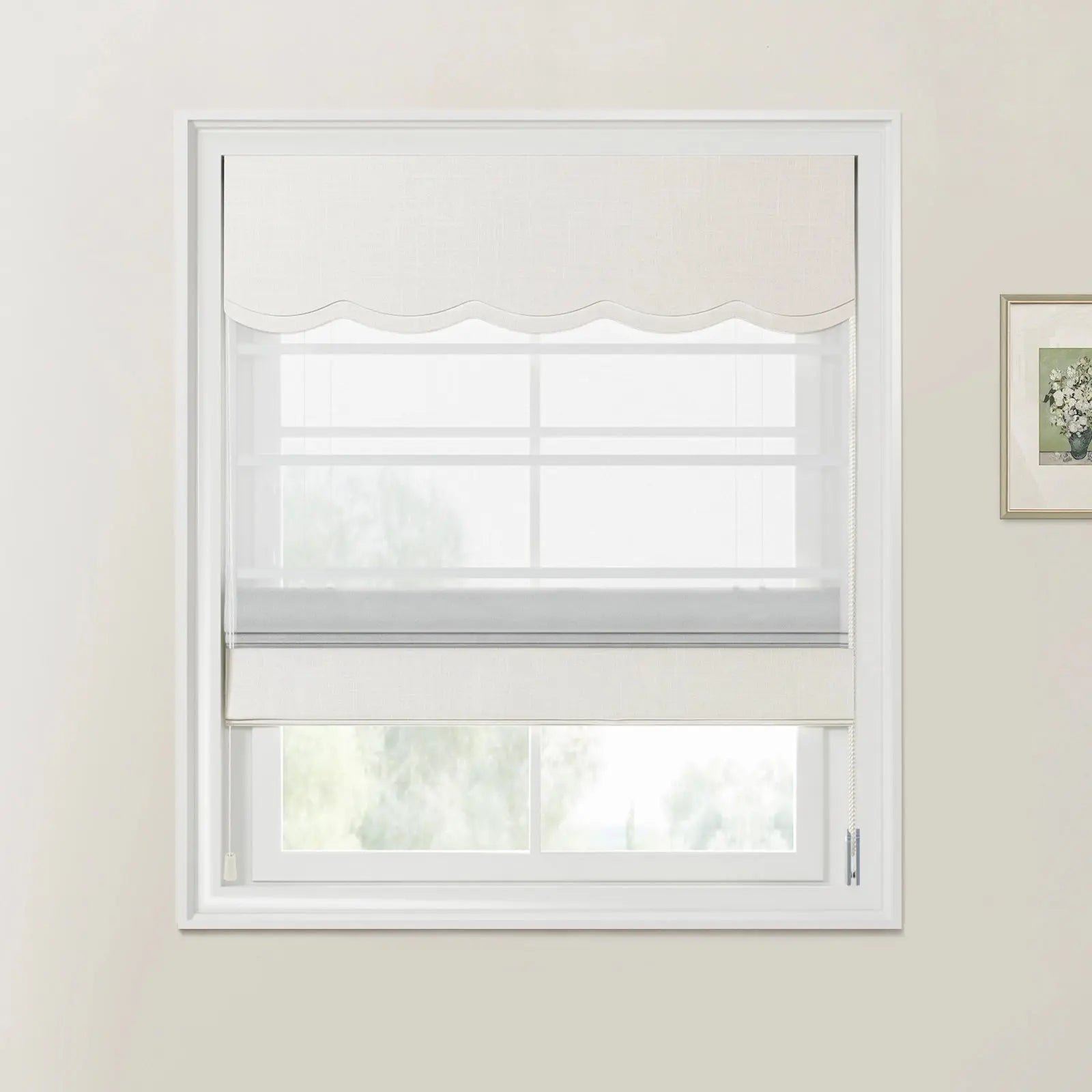 Ian Linen Valanced Day Night Roman Shade Cord Lift -TWOPAGES