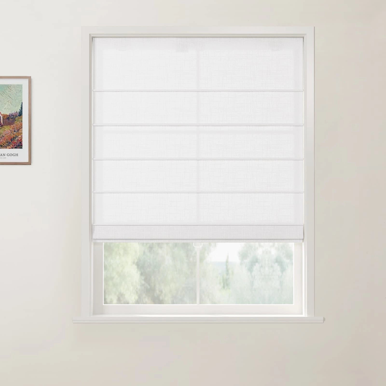 Ian Linen Front Slat Roman Shade Cordless