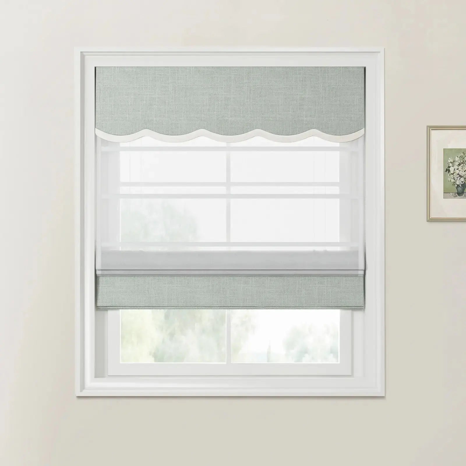 Ian Linen Valanced Day Night Roman Shade Cord Lift -TWOPAGES