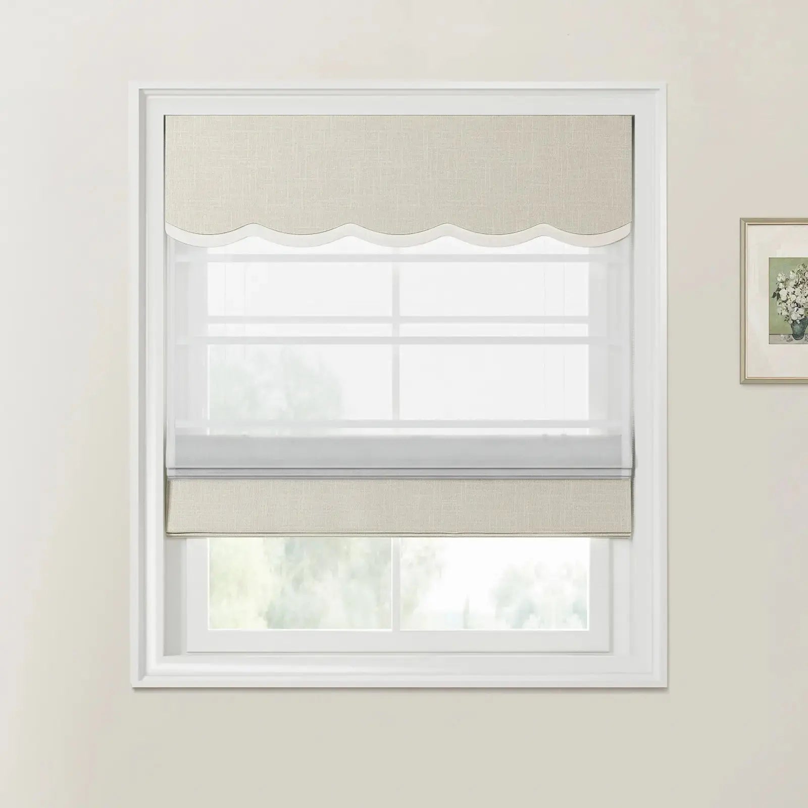 Ian Linen Valanced Day Night Roman Shade Cord Lift -TWOPAGES