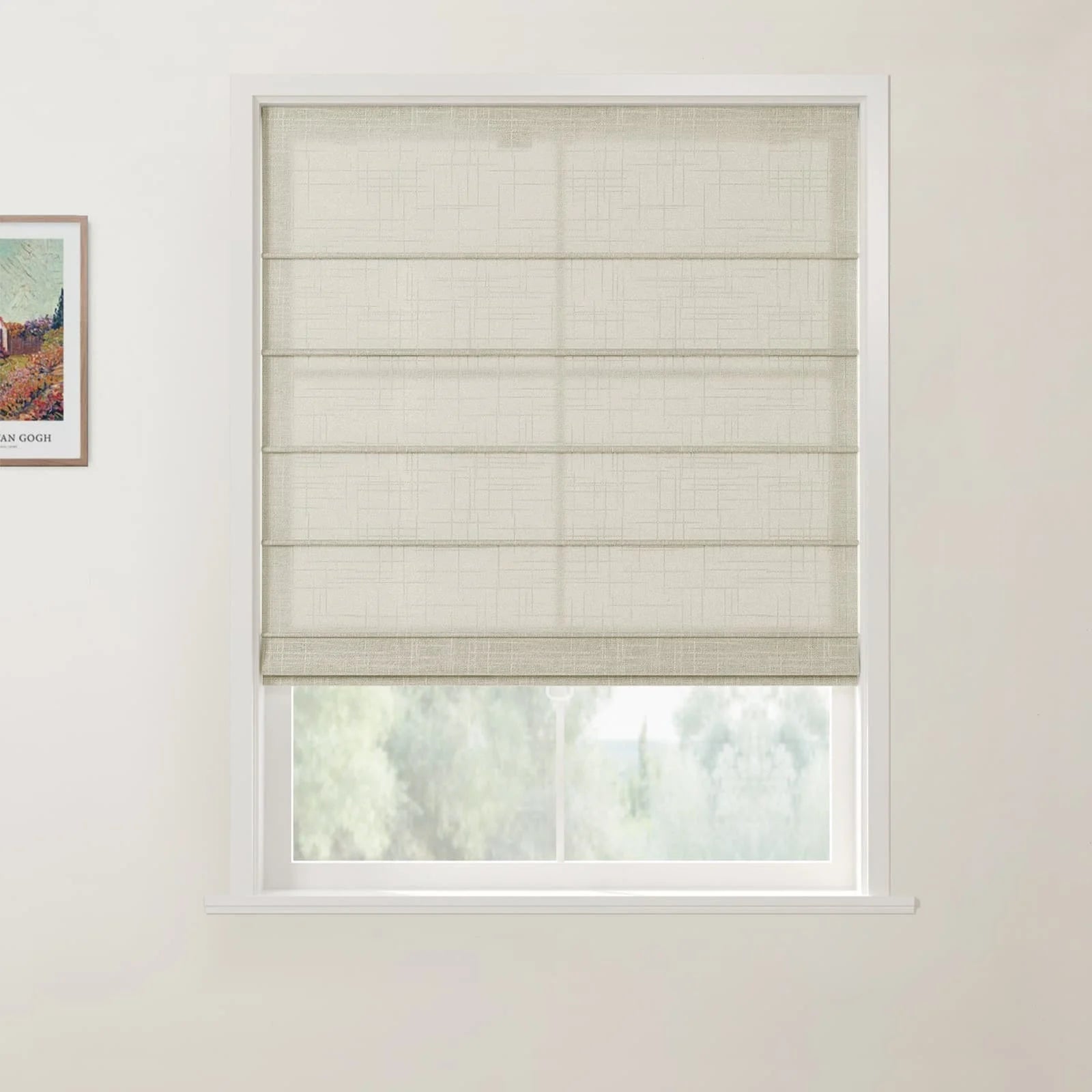 Ian Linen Front Slat Roman Shade Cordless