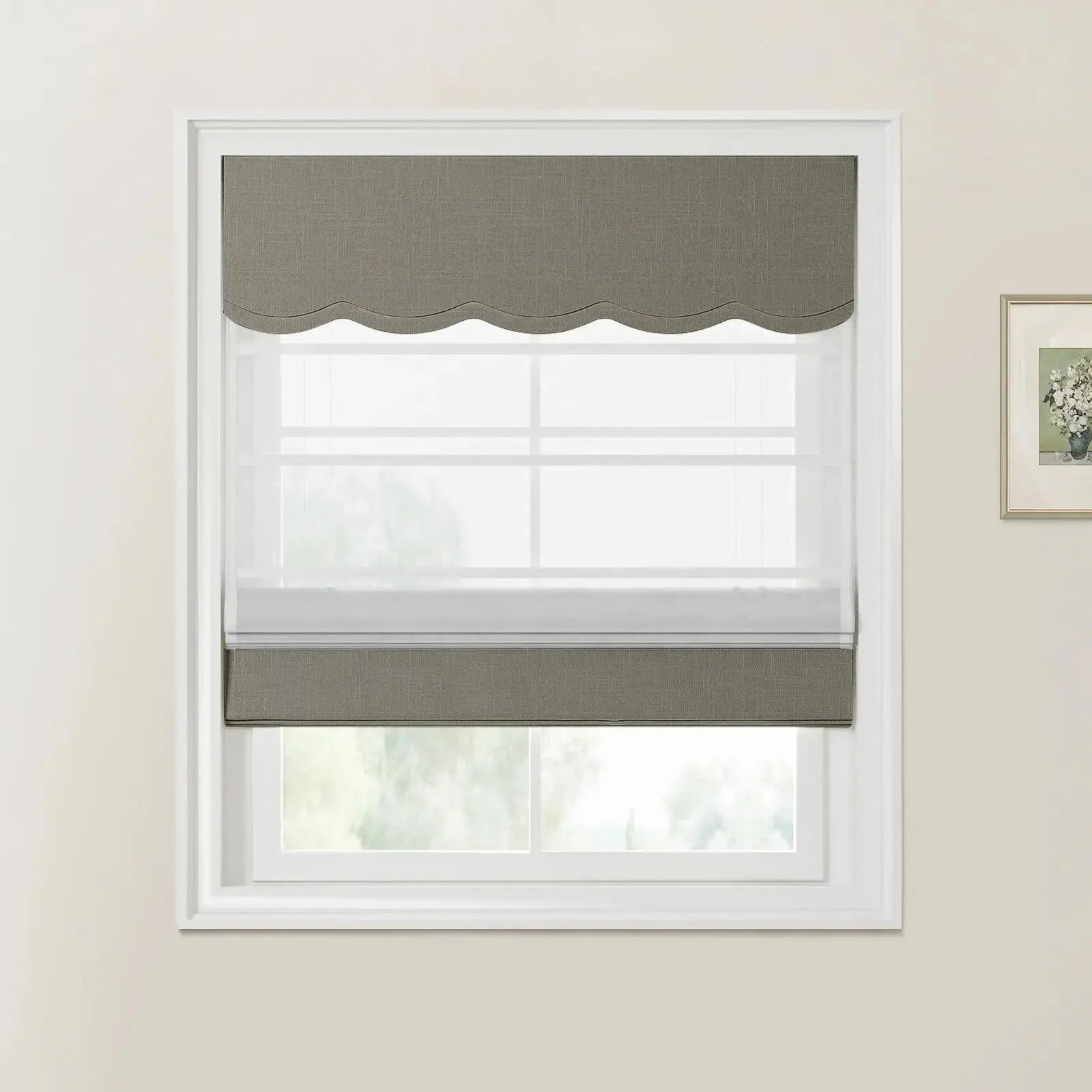 Ian Linen Valanced Day Night Roman Shade Cord Lift -TWOPAGES