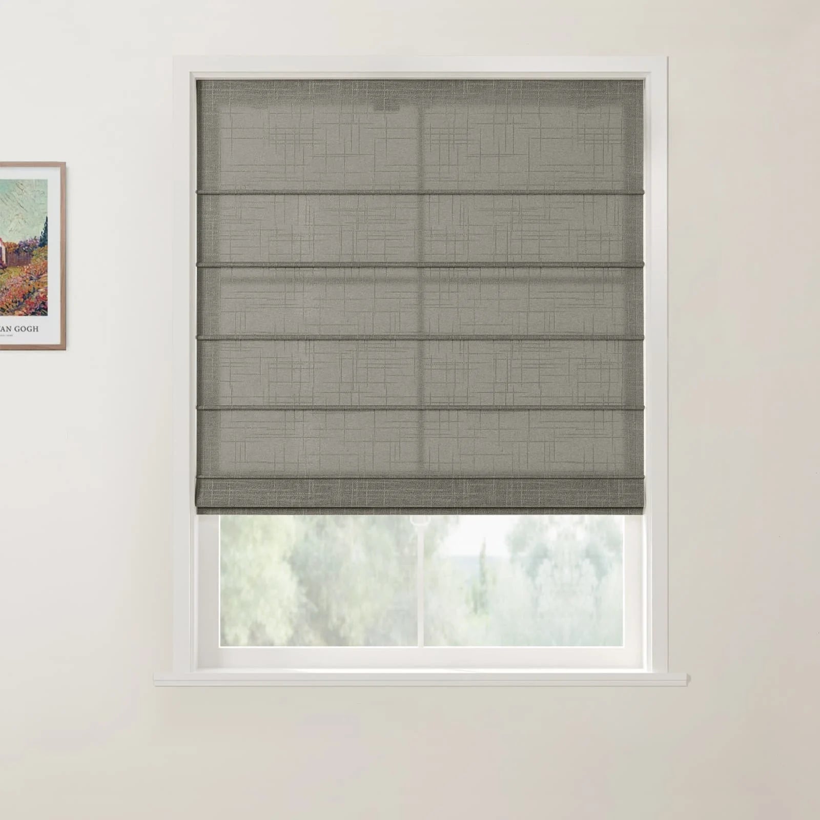 Ian Linen Front Slat Roman Shade Cordless