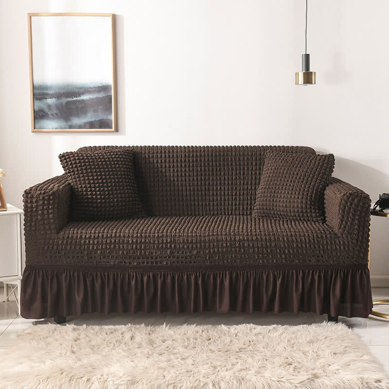 Simple Style Ruffled Elastic Sofa Cover - Dark Brown - 1pc Pillowcase: 40cm x 40cm - image 14