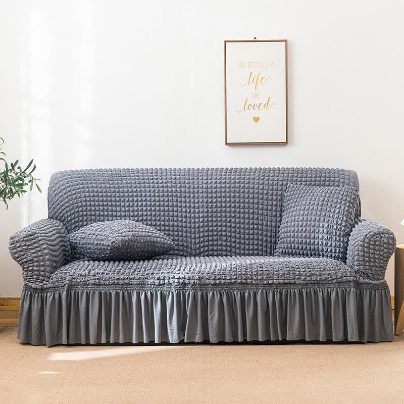 Simple Style Ruffled Elastic Sofa Cover - Gray Blue - 1pc Pillowcase: 40cm x 40cm - image 23